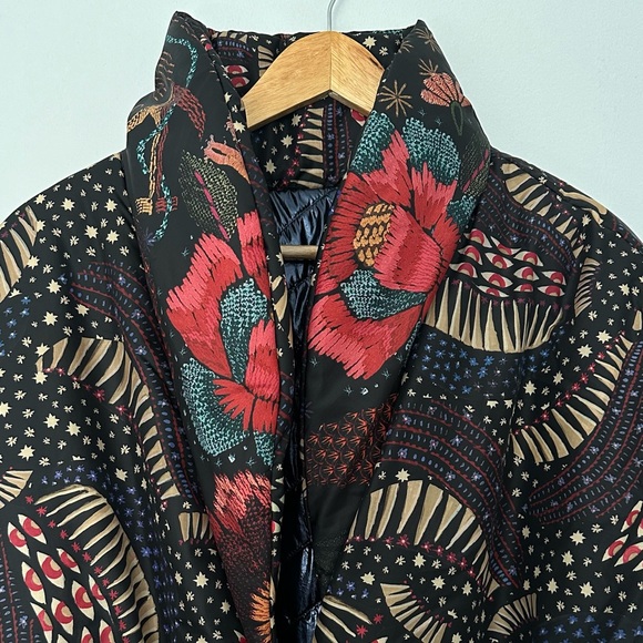 Farm Rio Black Wild Bananas Metallic Reversible Puffer Jacket - Picture 7 of 11